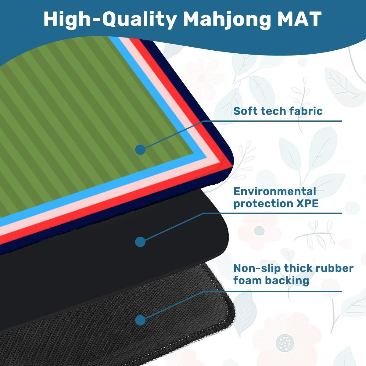 Mountain Green Mahjong Mat: Mahj Game Tabletop (31.5-inch)