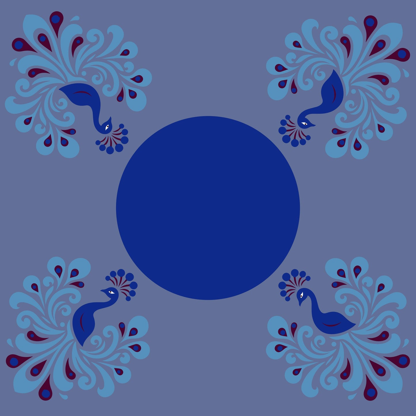 Preppy Peacock Mahjong Mat with Border