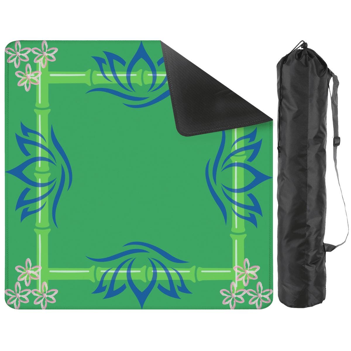 Bamboo Lotus Green Mahjong Mat: Mahj Game Tabletop (31.5-inch)