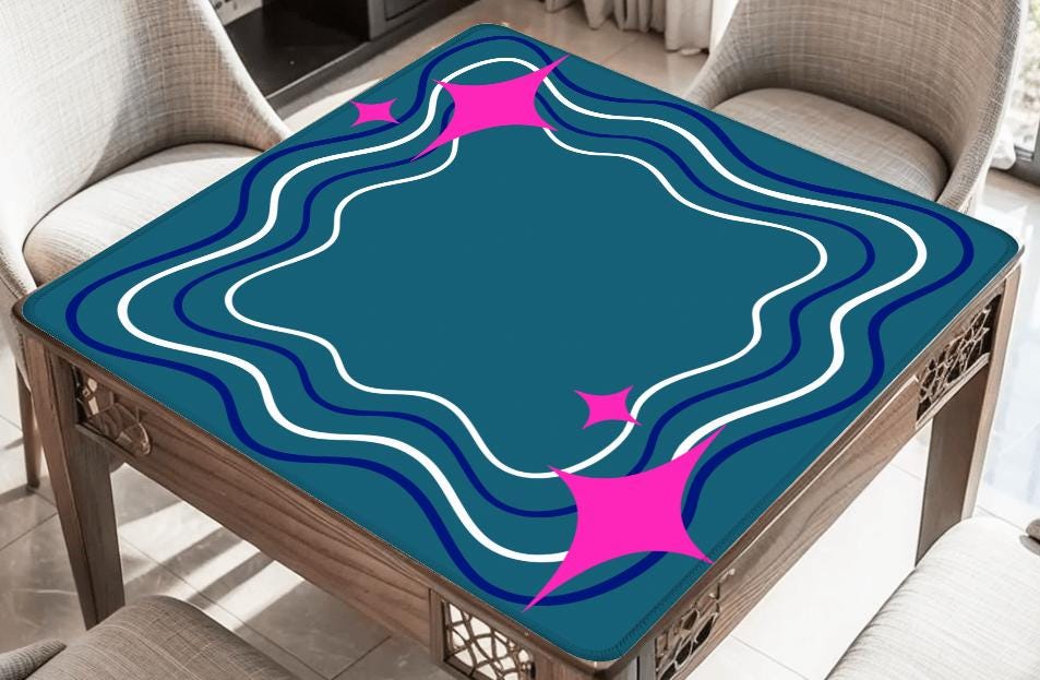 Teal and Navy Pop Mahjong Mat