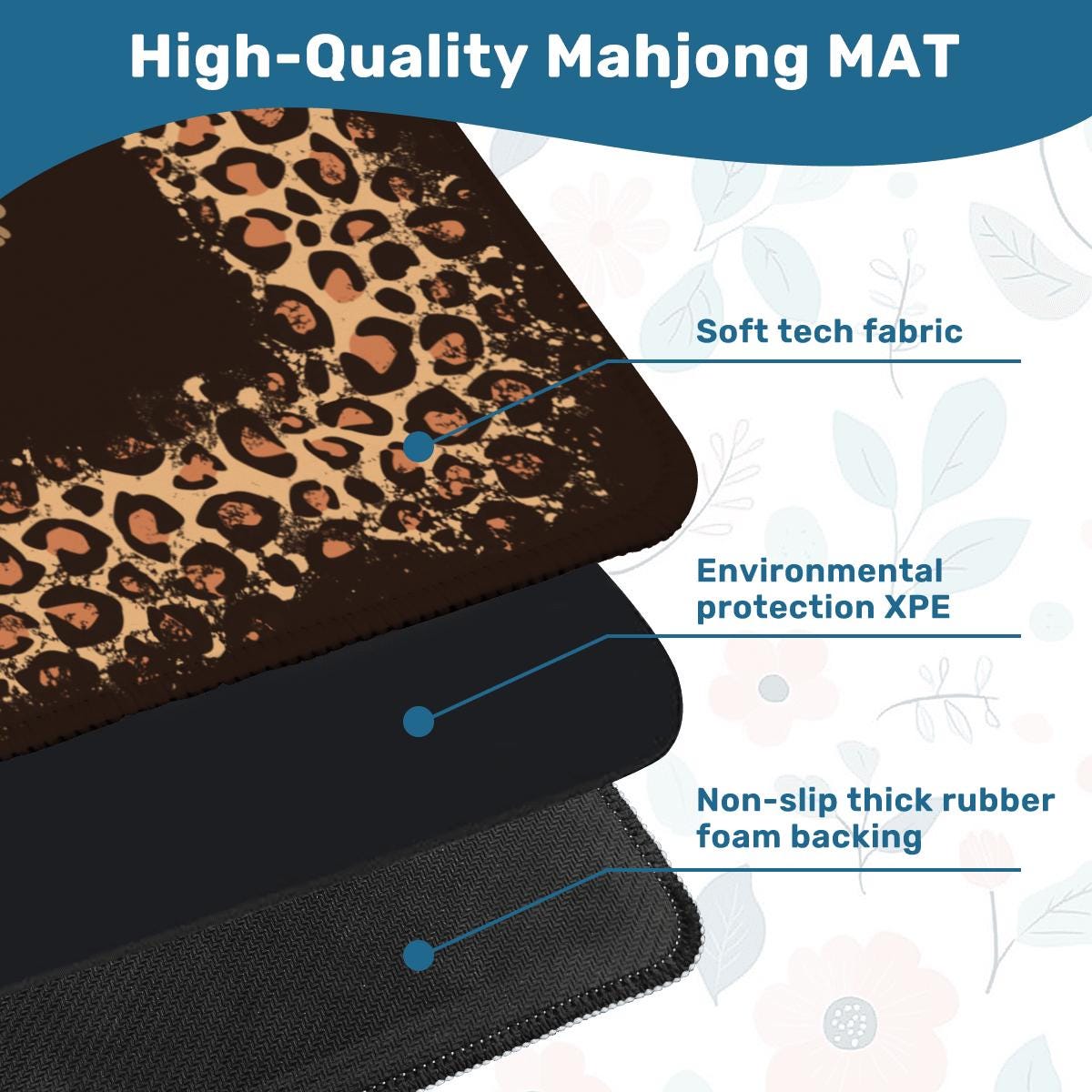 Leopard Love Mahjong Mat: Mahj Game Tabletop (31.5-inch)