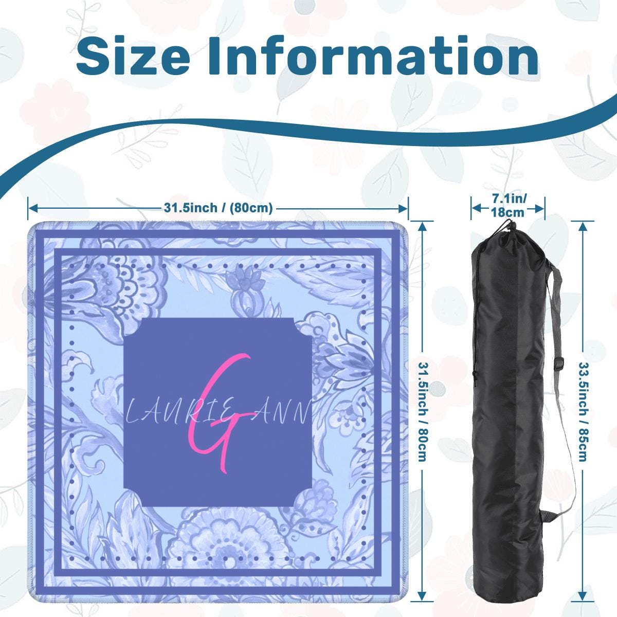 Custom Monogram Mat Personalized with Monogram and Colors: Mahj Tabletop (31.5-inch)