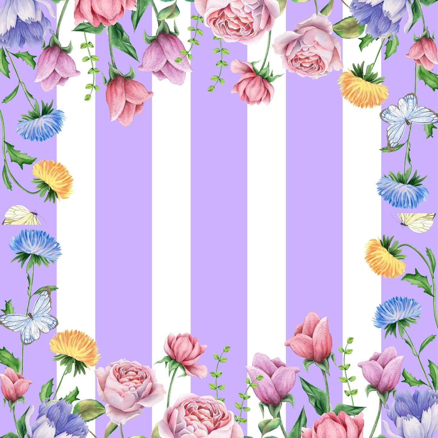 Purple stripe Floral Stripe Mahjong Mat