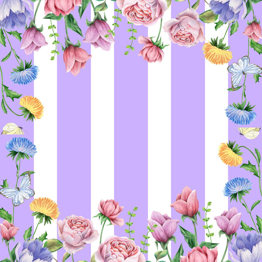 Purple stripe Floral Stripe Mahjong Mat