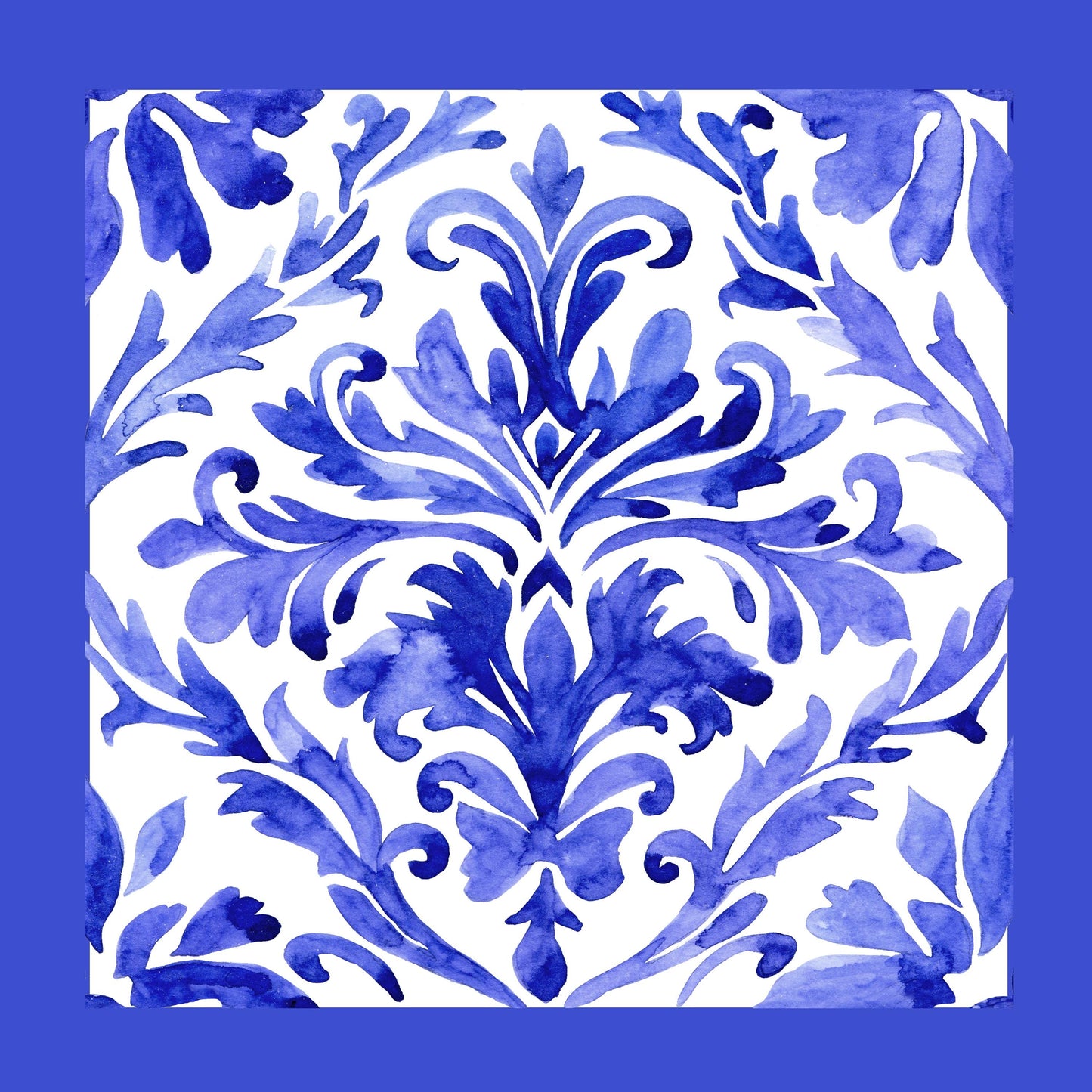 Deep Blue Floral Mahjong Mat: Mahj Game Tabletop (31.5-inch)