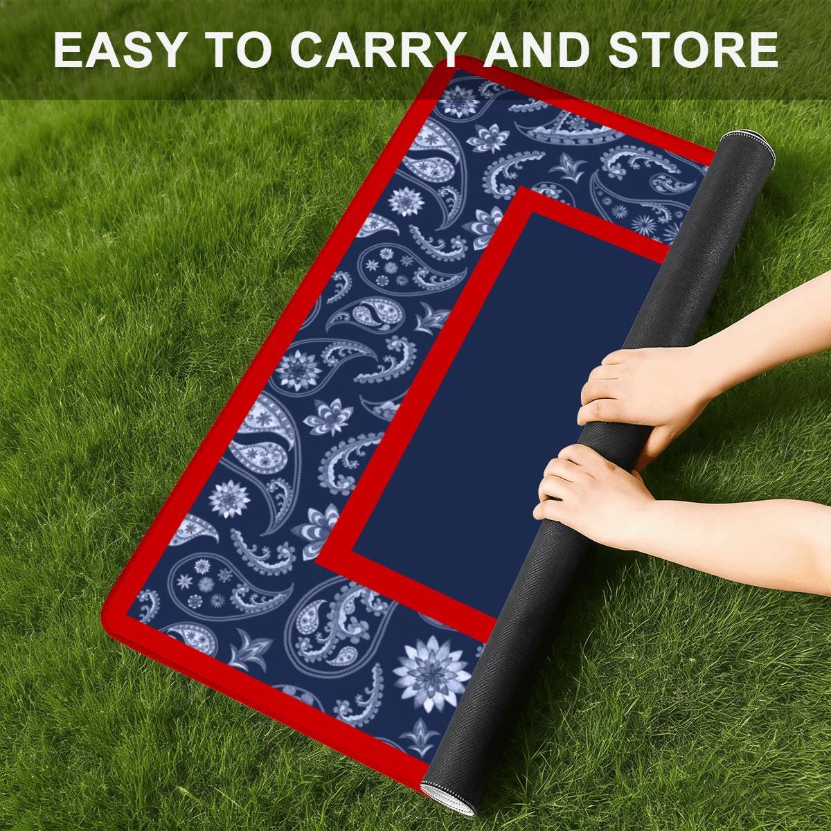 Red & Blue Paisley Bandana Travel Mahjong Mat Tabletop (20.9-inch)