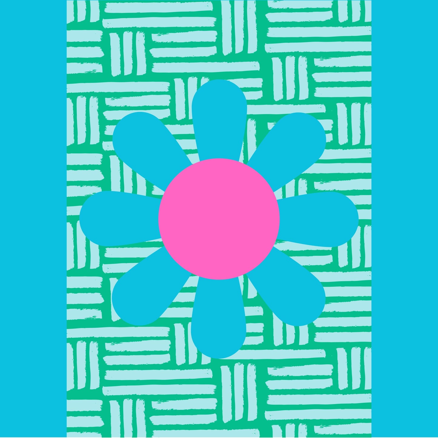 Large Blue Daisy Mahjong Mat: Mahj Game Tabletop (31.5-inch)