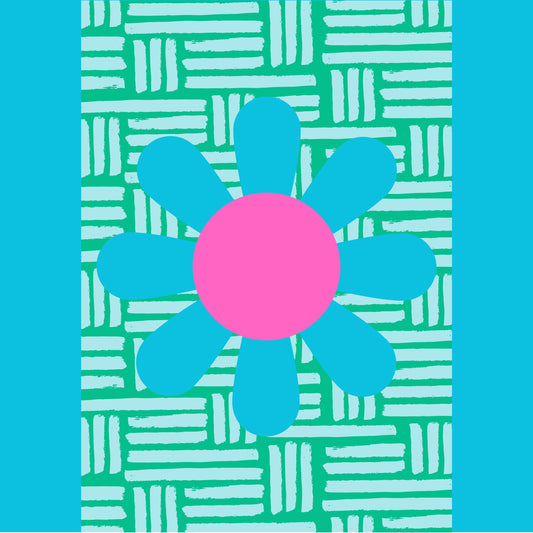 Large Blue Daisy Mahjong Mat