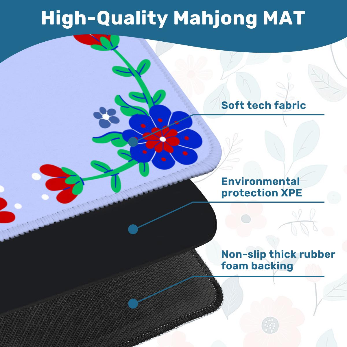 Primary Floral Red and White Mahjong Mat