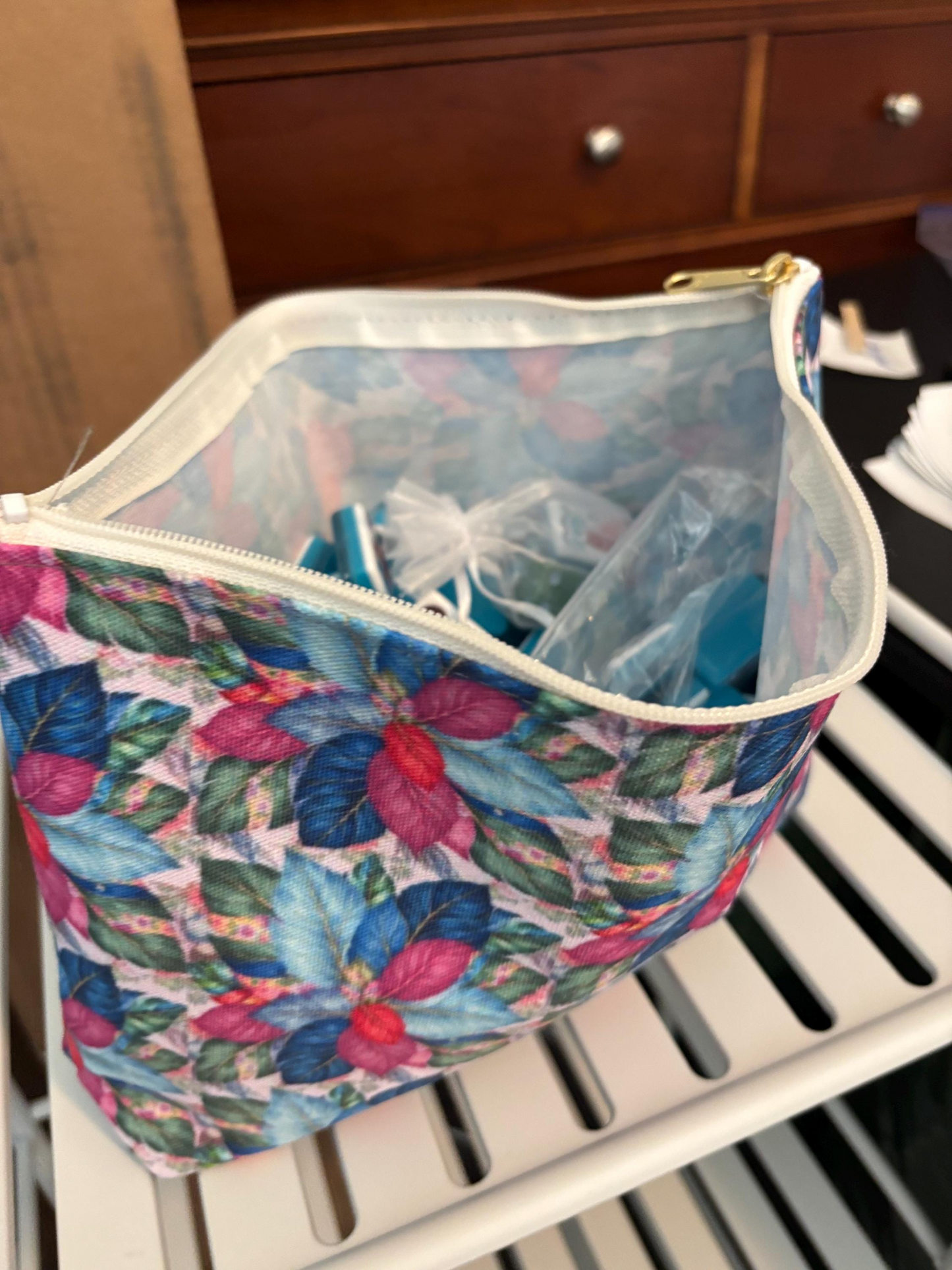 Tobacco Leaves Chinoiserie Mahjong Tile Bag Accessory Pouch