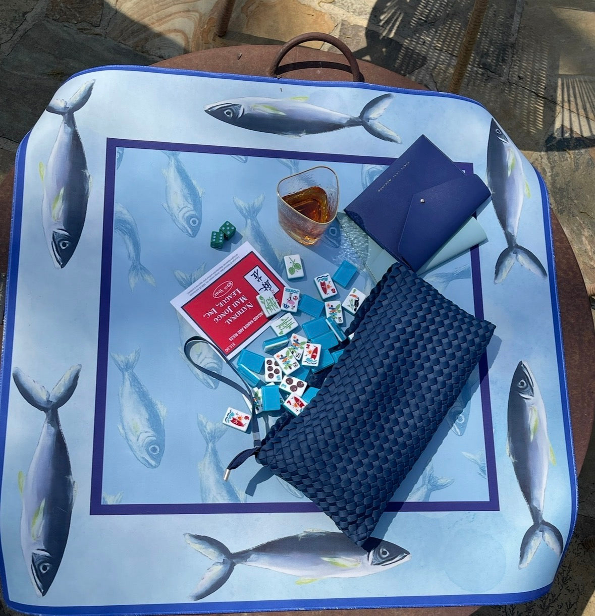 Fish Border Artist Collab Mahjong Mat